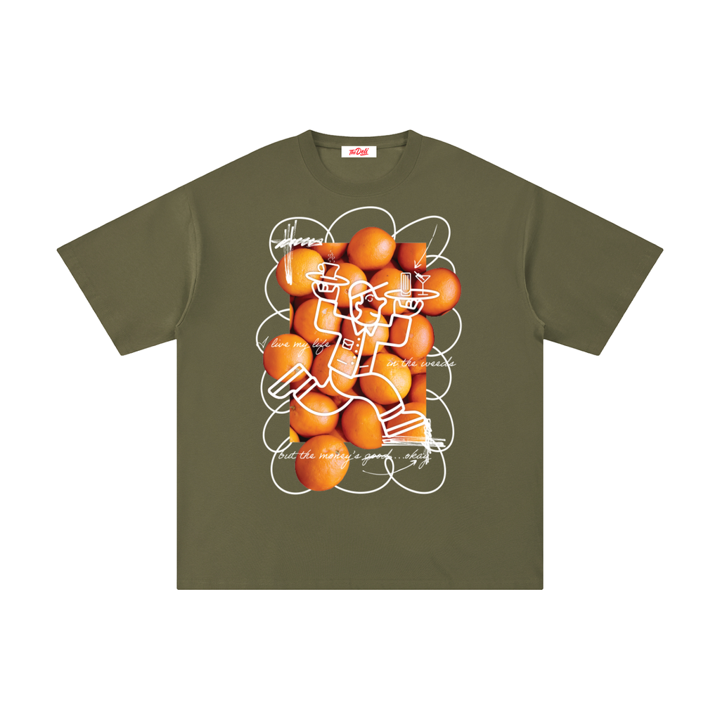 Deli,Tshirt,shirt,oranges,weeds,culinary,clothing,funny,waiter,chef