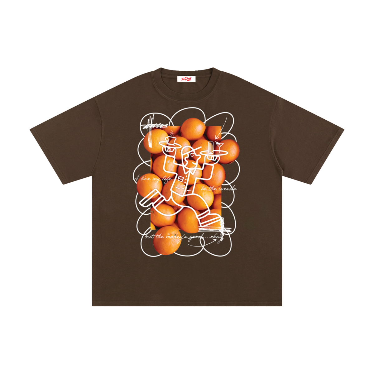 Deli,Tshirt,shirt,oranges,weeds,culinary,clothing,funny,waiter,chef